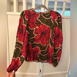 Karlie Pink and Green Women’s Floral Blouse NWT